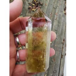 Smuk Slebet Brndt Citrin - Stende Spids  - 116g