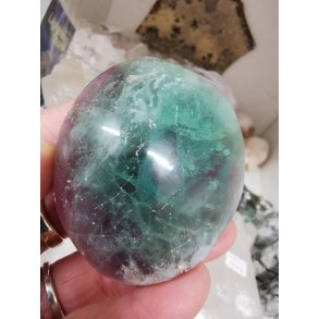 Smuk Regnbue Fluorit - R Med Rustik Poleret Top - 168g 