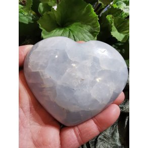 Smuk Lys Bl Calcit Sten Hjerte - B kvalitet - 286g - 8,7 cm