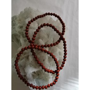 Smukt Rd Jaspis Sten Armbnd - 4 mm rund