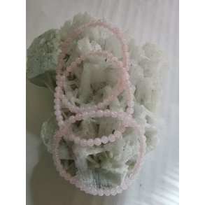 Smukt Rosenkvarts Sten Armbnd 4mm Runde Perler