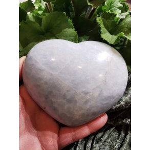 Smuk Lys Bl Calcit Sten Hjerte - B kvalitet - 610g - 11 cm