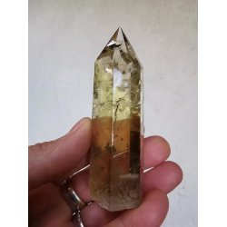 Smuk Slebet Brndt Citrin - Stende Krystal Spids  - 78g