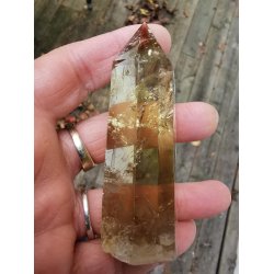 Smuk Slebet Brndt Citrin - Stende Krystal Spids  - 78g