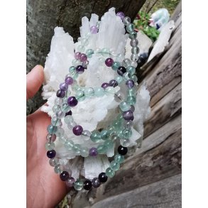 Smukt Fluorit Sten Armbnd 6mm Runde Perler