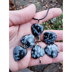 Smuk Lille Snefnug Obsidian Sten Krystal Hjerte Vedhng 20mm