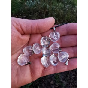 Smukt Lille Buttet Bjergkrystal Sten Hjerte Vedhng 