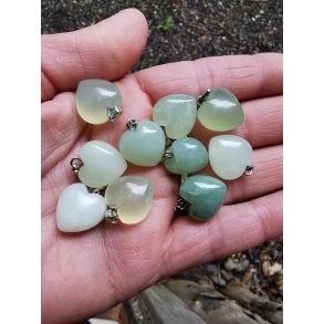 Smuk Lille Buttet Ny Jade Sten Hjerte Vedhng 1,5 cm