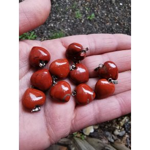 Smukt Lille Buttet Rd Jaspis Sten Hjerte Vedhng