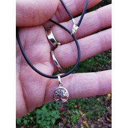 Lille Livets Tr Vedhng 1cm  - Sterling slv inkl. Ldernsnor