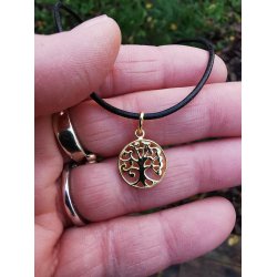 Lille Livets Tr Vedhng 1,4cm  - Guldbelagt Sterling slv inkl. Ldernsnor