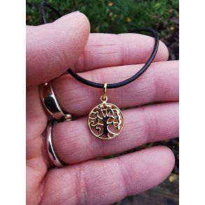 Lille Livets Tr Vedhng 1,4cm  - Guldbelagt Sterling slv inkl. Ldernsnor