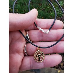 Lille Livets Tr Vedhng 1,4cm  - Guldbelagt Sterling slv inkl. Ldernsnor