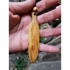 Smukt Palo Santo Stor Fjer Vedhng nr. 3