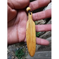 Smukt Palo Santo Stor Fjer Vedhng nr. 3