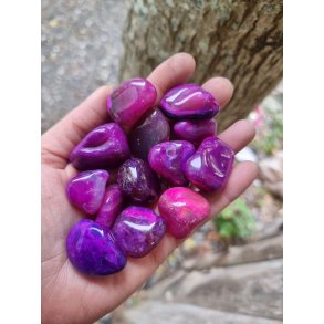 Pink agat Lommesten B kvalitet - Indfarvet