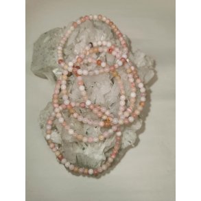 Smukt Pink Andean Opal Sten Armbnd - 4 mm rund