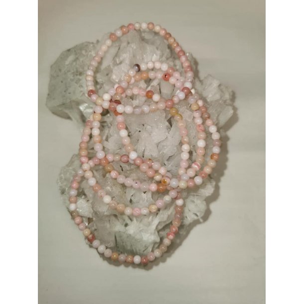 Smukt Pink Andean Opal Sten Armbnd - 4 mm rund