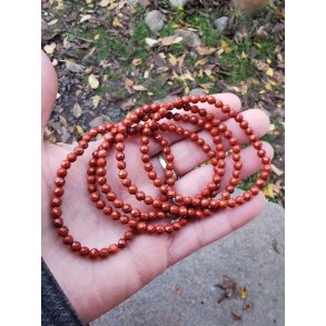 Smukt Rd Jaspis Facet Sten Armbnd - 4mm 