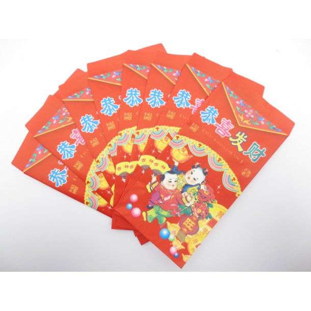 15 stk Røde Kinesiske Lykkeposer