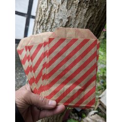 1000 stk  Rd og natur stribet - Gavepose - Slikpose - Str. 90x140mm  