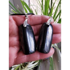 Smukt Shungit Sten Vedhng Inkl ldersnor