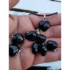 Smukt Lille Buttet Sort Onyx Sten Hjerte Vedhng