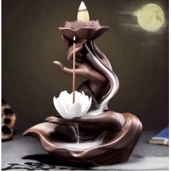 "Stor" Flot Waterfall Backflow Rgelsesholder -  Hnder med hvid Lotus