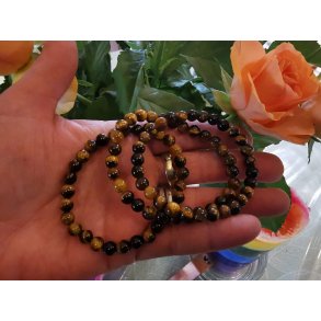 Smukt Tigerje Sten Armbnd 6 mm rund