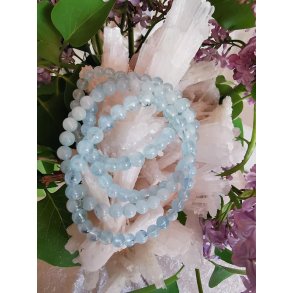 Akvamarin Sten Armbnd - Rund 6mm 