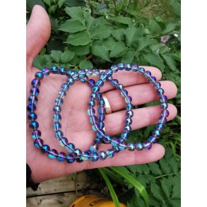 Yderst Smuk Aqua Aura Sten Armbnd - 6mm Rund - fra Kina 