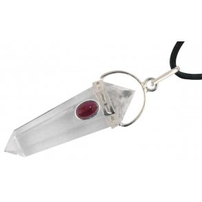 Bjergkrystal Dobbelt termineret Spids med Granat