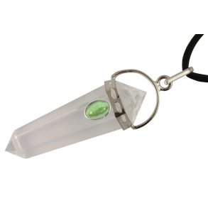 Bjergkrystal Dobbelt termineret Spids med Peridot