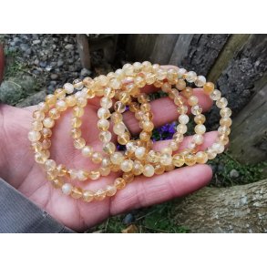 Smukt Brndt Citrin Sten Armbnd - 6mm