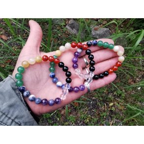 Smukt Chakra Sten Armbnd - 8mm rund