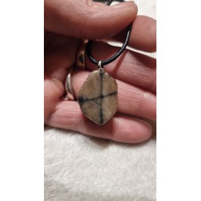 Smuk Rustik Chiastolit Korssten Sten Vedhng - Sterling Slv  nr. 4