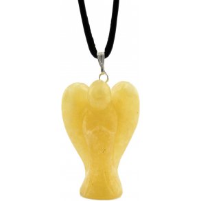 Gul Calcit Calsit Sten Skyts Engel Vedhng 