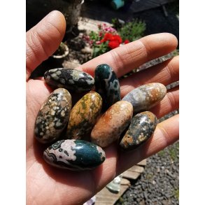 Ocean ( Hav ) Jaspis Lommesten - Shiva Lingam Poleret