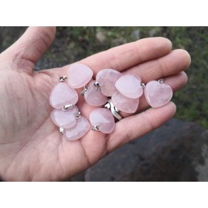 Smukt Lille Rosenkvarts Sten Hjerte Vedhng