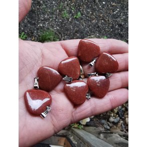 Smuk Rd (mrk) Aventurin Sten Hjerte Smykke Vedhng - 2cm