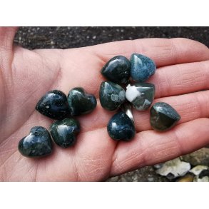 Mini Sten Hjerte 15mm - Mos Agat