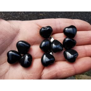 Mini Sten Hjerte 15mm - Sort Onyx 