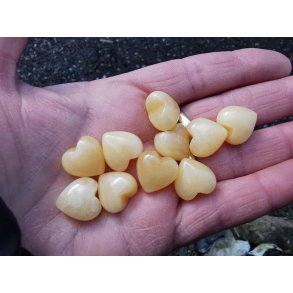 Mini Sten Hjerte 15mm -  Gul Calcit