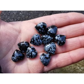 Mini Sten Hjerte 15mm - Snefnug Obsidian