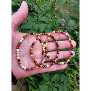 Smukt Mookait Sten Armbnd 4mm Rund 