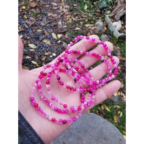 Smukt Pink Agat Facet Sten Armbnd - 4mm 