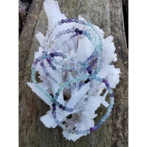 Smuk Regnbue Fluorit Facet Sten Armbnd - 4mm