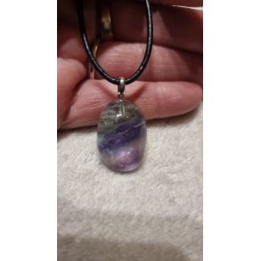 Smukt Regnbue Fluorit Sten Vedhng - Sterling Slv Nr. 21