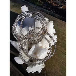 Smuk Rg Obsidian Facet Sten Armbnd - 4mm