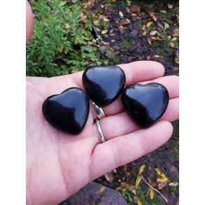 Smukt Sort Obsidian Krystal Hjerte Fra Mexico  3 cm 